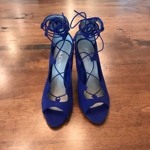 Royal blue lace up heels
